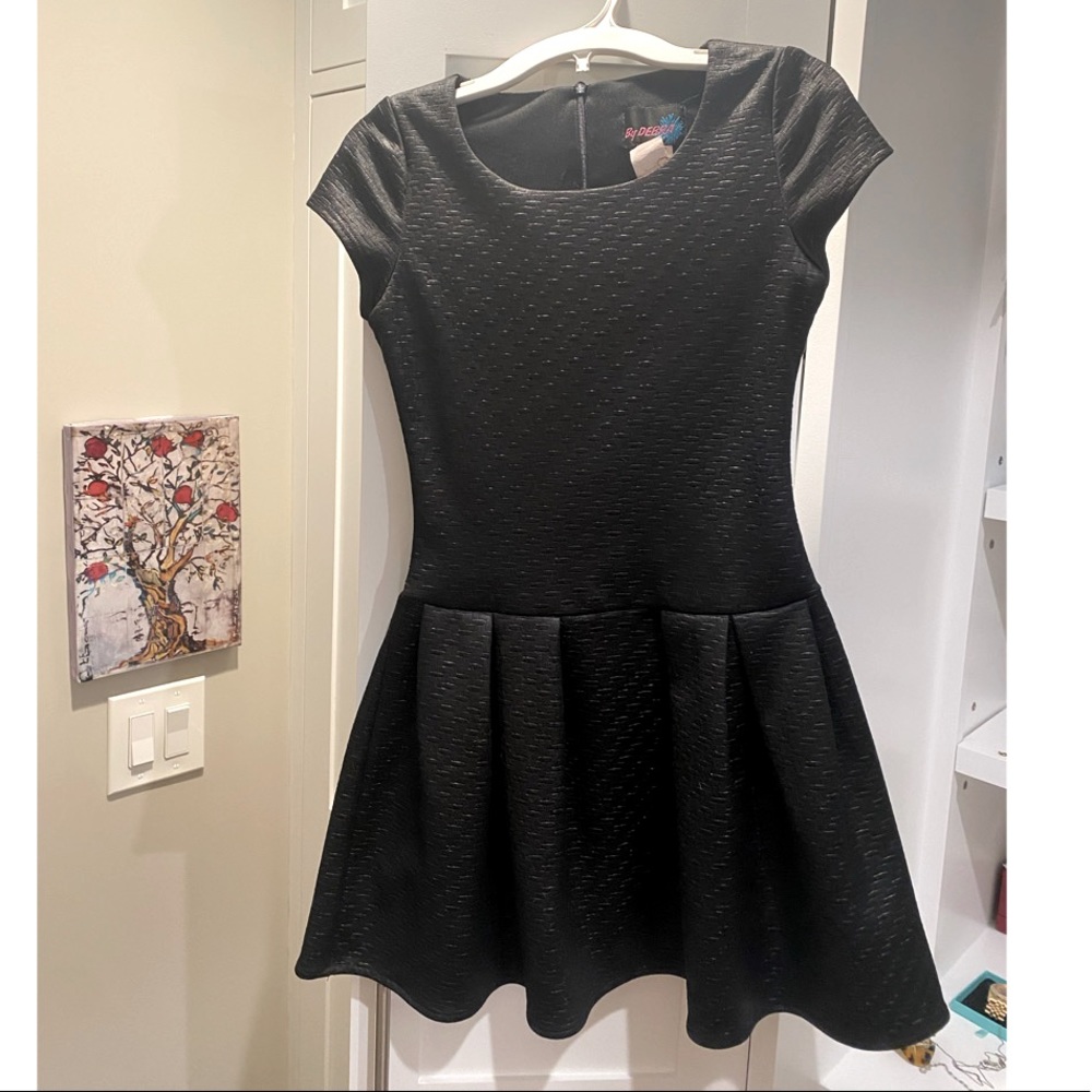 By Debra Girls fabulous black woven textured special occasion dress. Size M.